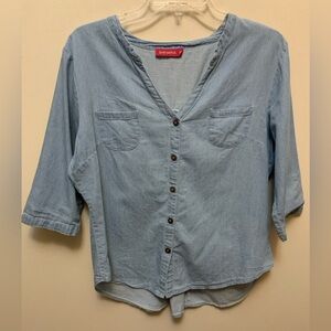 SAHARA Denim Like Top w/ Fun Back Details